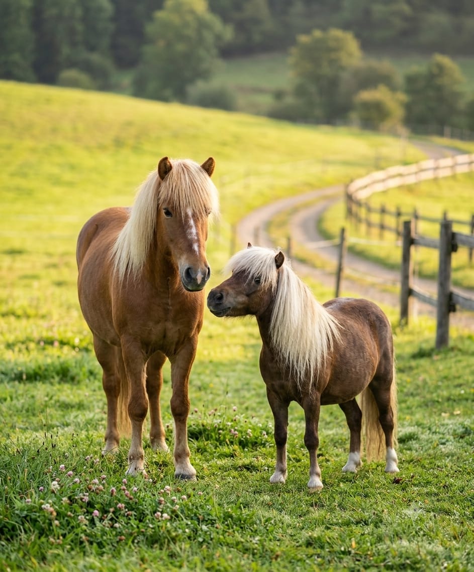Kind lehnt vertrauensvoll an einem Pony